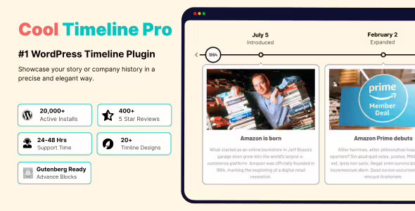 Cool Timeline Pro 4.9.2 – Horizontal & Vertical Timeline Builder for WordPress Cool Timeline Pro