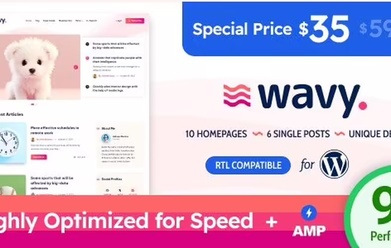 Wavy 1.8.6 – Modern & Lightweight Blog Theme for WordPress wavy
